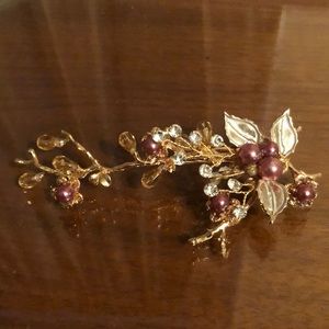 Bridal Twig, leaf, gemstone Hair Pin